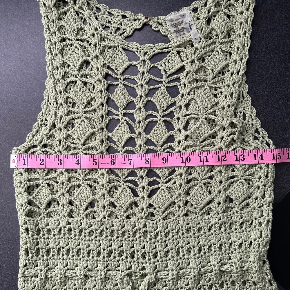 Lulu's Endless Waves Sage Green Crochet Fringe Midi Swim Cover-Up - Picture 11 of 11